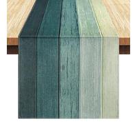 LRartdeco Chemin de Table Dégradé Vert, Nappe Moderne Lavable, Centre de Table Decorative Champetre, Chemin de Décoration Table Aspect Lin, pour Decoration Cheminée Table à Manger, 40x140cm