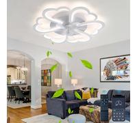 Lrenjon 27" Ventilateur de Plafond avec éclairage Réglable et Telecommande, Lustre Ventilateur de Plafond Silencieux, Plafonnier Ventilateur de Plafond Chambre Salon, Reversible Chaud Froid-White