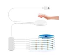LRGBST 5V USB blanc COB LED Strip, 6 PCs 1M COB LED Strips Set avec dimmer tactile en bois pénétrant pour l'éclairage de vitrine de cabinet