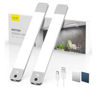 LROLTEF Reglette LED Lampe Cuisine sous Meuble - 25CM 1500mAh Lumiere Placard avec Detecteur de vol Stationnaire à Main & Detecteur Mouvement Interieur sans Fil Rechargeable pour Armoire | 2 Pack