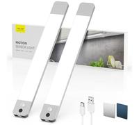 LROLTEF Reglette LED Lampe Cuisine sous Meuble - 30CM 2200mAh Lumiere Placard avec Detecteur de vol Stationnaire à Main & Detecteur Mouvement Interieur sans Fil Rechargeable pour Armoire | 2 Pack
