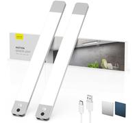 LROLTEF Reglette LED Lampe Cuisine sous Meuble - 40CM 2200mAh Lumiere Placard avec Detecteur de vol Stationnaire à Main & Detecteur Mouvement Interieur sans Fil Rechargeable pour Armoire | 2 Pack