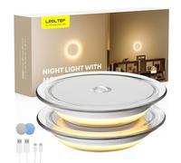 LROLTEF Veilleuse Led Lampe Rétro-éclairé avec Mouvement Detecteur - 1200mAh Aimantée Lumiere Rechargeable avec Motion Sensor Interieur pour Côté Lit Couloir Escalier | Couvercle Transparent 2 Pièces