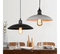 Lrpiyvo Lot de 2 Suspension Luminaire Industrielle E27 Corde Ajustable 32CM | Suspensions Luminaires Métal Lustre Noir et Blanc pour Restaurant Salon Chambre Cuisine Bar Couloir