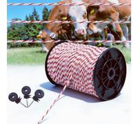 Lrqmte 500m de Fil Cloture Electrique Chevaux, et 8* Isolateur, 6 Brins PE