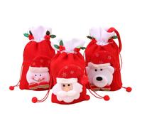 LRXIYODE 3pcs Paquet Cadeau de Noël Rouge en Peluche avec Cordon, Motifs Père Hiver, Figurine de Neige et Ours, Confortables à Tenir pour Garçon et Filles et Bébés
