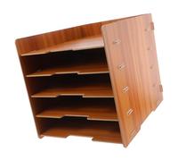 LRXIYODE Classeur en Plastique en Bois, 5 Niveaux verticaux, Marron Effet Noyer, Rangement Multi-Couches pour Documents et papiers, Installation Facile pour Bureau et entrepôt