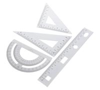 LRXIYODE Ensemble de Règles Rapporteur pour Usage Scolaire et Bureau en Alliage D'aluminium Argenté, Robuste et Portable, Comprenant Règle Droite, Équerre Triangulaire