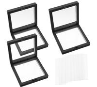 LRXIYODE Organisateur de Faux Ongles Boîte de Rangement en Abs et Acrylique Noir avec 10 Bandes Acryliques, pour Accessoires DIY et Présentation de Bijoux