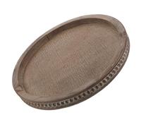LRXIYODE Plateau Décoratif en Bois Perlé Rond Marron, Plateau de Rangement Circulaire Style Vintage Rustique, pour Clés et Petits Objets, Table à Manger ou Commode