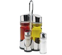 LS Kitchen - Set de vinaigrier et huilier - Acier inoxydable et verre - 4 pièces