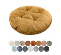 Lsjoaw Coussin de Chaise Rond 35cm d'Épaisseur 6cm 1 Pièce Coussin de Sol Rond Coussin de Siège Housse de Chaise Revêtement de Chaise pour Salon Bureau Salle de Conférence Tissu Corduroy (Marron-Jaune