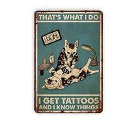 Lsjuee Vintage drôle métal étain signe chiens obtenir des tatouages affiche Style mur homme cave Garage ferme animalerie Art Pub Bar rétro décor