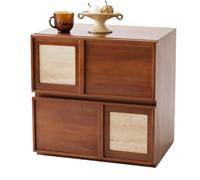 lskdnrufh Table d'appoint modulaire rétro en bois, commode empilable avec tiroirs et accents de pierre