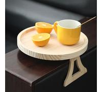 LSLANSOON Plateau Rond Pour Accoudoir De Canapé De 25,4 Cm, Table D'Accoudoir En Bois Naturel, Table D'Appoint À Clipser Pour Grand Bras De Canapé