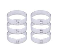 LSNNMU Anneau à Tarte Rond perforé en Acier Inoxydable, Moule tartelette aux Fruits for la Cuisson de gâteaux Dessert, moules Mousse, Outils Cuisine pour GâTeau(6PCS 8CM Silver A)