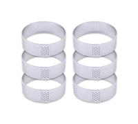 LSNNMU Anneau à Tarte Rond perforé en Acier Inoxydable, Moule tartelette aux Fruits for la Cuisson de gâteaux Dessert, moules Mousse, Outils Cuisine pour GâTeau(6PCS 6CM Silver A)