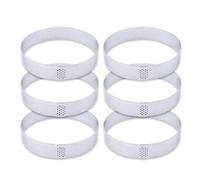 LSNNMU Anneau à Tarte Rond perforé en Acier Inoxydable, Moule tartelette aux Fruits for la Cuisson de gâteaux Dessert, moules Mousse, Outils Cuisine pour GâTeau(6PCS 10CM Silver B)