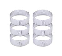 LSNNMU Moule à Tarte en Acier Inoxydable, Anneau de gâteau, Mousse, Biscuits, pâtisserie, Cercle Coupe, perforé, 6, 8, 10 CM pour GâTeau(6PCS 6CM)