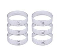 LSNNMU Moule à Tarte en Acier Inoxydable, Anneau de gâteau, Mousse, Biscuits, pâtisserie, Cercle Coupe, perforé, 6, 8, 10 CM pour GâTeau(6PCS 8CM)