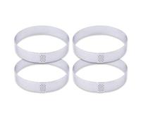 LSNNMU Moule à Tarte en Acier Inoxydable, Anneau de tartelette, gâteau, Mousse, Biscuits, pâtisserie, Cercle Coupe, perforé, 6, 8, 10 CM pour GâTeau(4PCS 10CM)