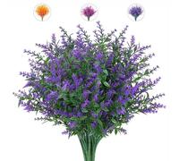 LSRVNM 12 Paquets Fleurs Artificielles Exterieur, Buissons de Lavande Artificielle Résistantes aux UV, Fausses Fleurs pour Maison Mariage Décoration (Violet)