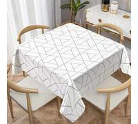 LSSLK Nappe Carrée 160x160 cm Grille GéOméTrique, Nappe de Table Anti Tache Imperméable Lavable Triangles pour Balcon Table Basse Petite Table Cuisine Jardin Terrasse Décoration E-102