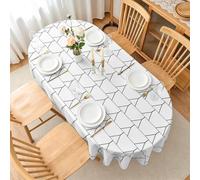 LSSLK Nappe Ovale 180x240 cm Abstrait Moderne, Imperméable et Anti-Tache, Nappe de Table Lavable Motif GéOméTrique, Linge de Table Décoration pour Cuisine Salle à Manger Jardin Terrasse Balcon E-91