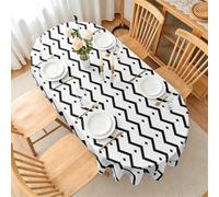 LSSLK Nappe Ovale 180x240 cm Abstrait Moderne, Imperméable et Anti-Tache, Nappe de Table Lavable Motif Chevron, Linge de Table Décoration pour Cuisine Salle à Manger Jardin Terrasse Balcon E-107