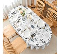 LSSLK Nappe Ovale 180x240 cm Branches de Feuilles, Imperméable et Anti-Tache, Nappe de Table Lavable Abstrait Moderne, Linge de Table Décoration pour Cuisine Salle à Manger Jardin Terrasse Balcon E86
