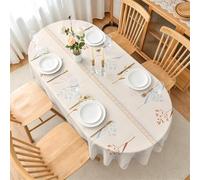 LSSLK Nappe Ovale 180x240 cm Motif VéGéTal, Imperméable et Anti-Tache, Nappe de Table Lavable Style Scandinave, Linge de Table Décoration pour Cuisine Salle à Manger Jardin Terrasse Balcon E-75