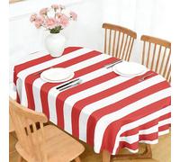 LSSLK Nappe Ovale 180x240 cm Rayures Rouge et Blanc, Imperméable et Anti-Tache, Nappe de Table Lavable Rayures, Linge de Table Décoration pour Cuisine Salle à Manger Jardin Terrasse Balcon Q-87