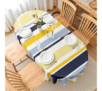 LSSLK Nappe Ovale 180x240 cm Rayures Verticales, Imperméable et Anti-Tache, Nappe de Table Lavable Abstrait Moderne, Linge de Table Décoration pour Cuisine Salle à Manger Jardin Terrasse Balcon E-87