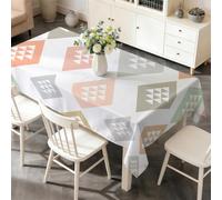 LSSLK Nappe Rectangulaire 140 x 180 cm Grille GéOméTrique, Nappe de Table Imperméable Anti Tache Lavable Losanges et Triangles pour Cuisine Salle à Manger Jardin Terrasse Fête Décoration E-57