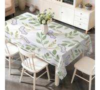 LSSLK Nappe Rectangulaire 160 x 200 cm Branches de Feuilles Vert Clair, Nappe de Table Imperméable Anti Tache Lavable Botanique pour Cuisine Salle à Manger Jardin Terrasse Fête Décoration E-22