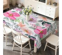 LSSLK Nappe Rectangulaire 160 x 200 cm Fleurs, Nappe de Table Imperméable Anti Tache Lavable Plantes Aquarelle pour Cuisine Salle à Manger Jardin Terrasse Fête Décoration E-27