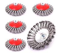 LSTOPGO Lot de 5 brosses coniques pour meuleuse d'angle - Diamètre : 125 mm - Filetage M14 x 2 - En fil d'acier HSS ondulé - Pour peinture, soudures à la rouille, l'oxydation - Nettoyage et retrait
