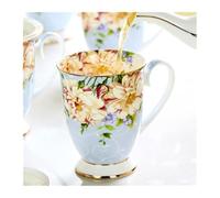 LSYHHXC Tasse A Cafe Tasse à café en céramique de porcelaine tendre 300ML | Peinture florale de café, tasse de thé créative, cérémonie Vintage(Blue)