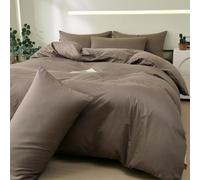 LSZHBSL Parure de lit Set de Housse de Couette 220 x 240 cm Coton Brun foncé avec taies d'oreiller Chaude, Confortable et Super Douce Linge de lit Avez Fermeture Éclair