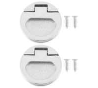 LT Easiyl Lot de 2 Poignées à Anneau Affleurant avec Vis 43,5 X 7 Mm pour Tiroir Porte de Placard Argent Brillant