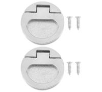 LT Easiyl Lot de 2 Poignées à Anneau Affleurant avec Vis 43,5 X 7 Mm pour Tiroir Porte de Placard Argent Brossé