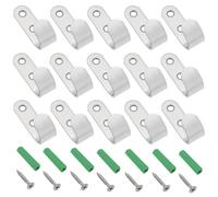 LT Easiyl Lot de 20 crochets à 2 trous en acier inoxydable J avec vis pour bateau, voiture, remorque, salle de bain, argenté - 49 x 16 mm
