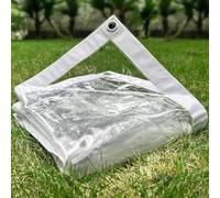 LTCANOPY Bâche transparente de 2,4 x 6,1 m, petite bâche en plastique avec œillets, bords renforcés à double couture, bâche robuste, imperméable et indéchirable
