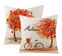 LTDKAEN Lot de 2 housses de coussin d'automne 45 x 45 cm - Motif feuille d'érable - Décoration d'intérieur - Pour canapé, chambre à coucher