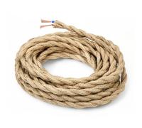 LteelDay 5m Câble de Corde de Chanvre, 2 Conducteurs 0,75mm² Pur Cuivre | Fil électrique torsadé, cordon tressé naturel. Certifié VDE. Pour suspension LED, lustre rétro & luminaire industriel DIY.