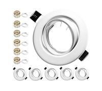 LteelDay Lot de 6 Projecteurs Encastrables GU10, Cadre Blanc Mat | Douille céramique VDE, orientables à 30°, Ø 68-80mm. Pour ampoules LED/halogènes 50mm. Ampoule non incluse.