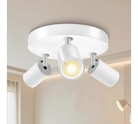 LteelDay Plafonnier 3 Spots Rond Blanc | Luminaire De Techo Orientable GU10 | Plafonnier rond 3 spots.Sans Ampoule.Douilles GU10 et fils de cuivre certifiés VDE. Raccordement de terre sûr 3 pôles.