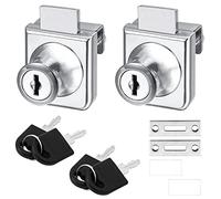 LTHERMELK Serrure de Porte en Verre en Alliage de Zinc 2 pack Serrure Vitrine Verrous de Sécurité pour Porte en Verre de 5-8 mm, Clé Séparée Sans Perçage