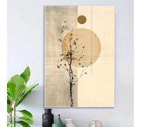 LTjiajuypd Tableau imprimé Japandi beige neutre aquarelle sur toile, affiche minimaliste pour la décoration du salon et de la chambre (70x100cm/sans cadre)