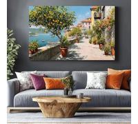 LTjiajuypd Tableau mural représentant un paysage de village de la côte méditerranéenne, affiche imprimée sur toile, décoration intérieure moderne pour le salon (60 x 90 cm/sans cadre)